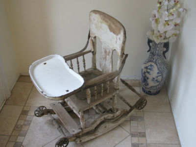 Antique High Chairs on Antique Baby High Chair  Rocker Completed