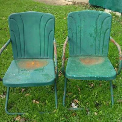 Vintage Metal Patio Furniture on Vintage Retro 1950s Metal Patio Lawn Chairs Completed