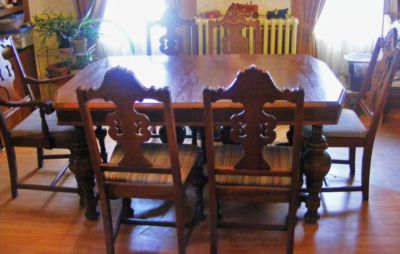 Solid Wood Dining Room on Solid Wood Dining Room Furniture Set Table   6 Chairs Circa 1930 S